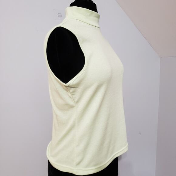 NWOT Pistachio Green Metallic Mock Neck Sleeveless Blouse Medium - Picture 9 of 10